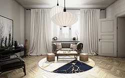 Alfombras redondeadas - Canelli (beige/blanco/azul)