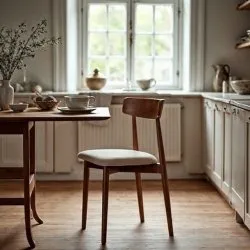 Silla - Ystad (nuez/beige) - 2 piezas