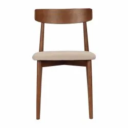 Silla - Ystad (nuez/beige) - 2 piezas