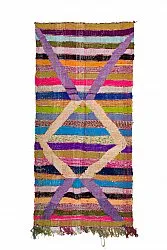 Alfombra Marroquí Bereber Boucherouite 125 x 265 cm