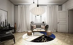 Alfombras redondeadas - Canelli (negro/blanco/azul)