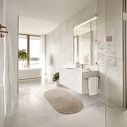 Alfombra de baño ovalada - Embla (beige)