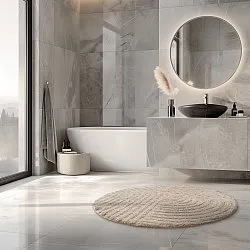Alfombra de baño redonda - Embla (beige)