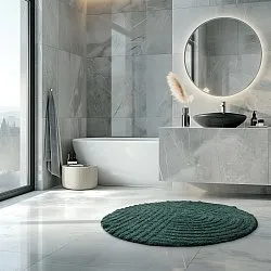 Alfombra de baño redonda - Embla (verde oscuro)