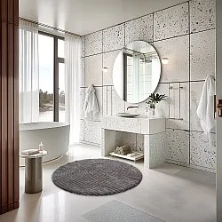 Alfombra de baño redonda - Evena (gris oscuro)