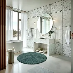 Alfombra de baño redonda - Evena (verde oscuro)