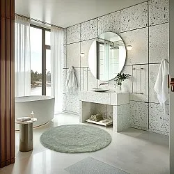 Alfombra de baño redonda - Nila (verde claro)