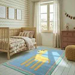 Alfombra Infantil - Giraffe Hand Tufted Wool Premium (azul claro/multicolor)