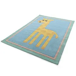Alfombra Infantil - Giraffe Hand Tufted Wool Premium (azul claro/multicolor)