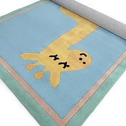 Alfombra Infantil - Giraffe Hand Tufted Wool Premium (azul claro/multicolor)
