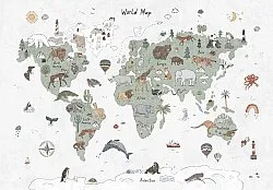 Alfombra infantil - Kids World Map (verde)