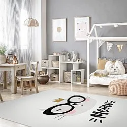 Alfombra infantil - Reading Cat (blanco)