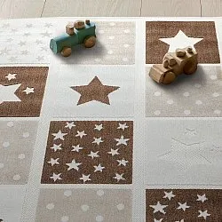 Alfombra Infantil - Star Grid (crema/marrón)