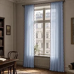 Cortinas (paquete de 2) - Cortinas de algodón Yrsa (azul)