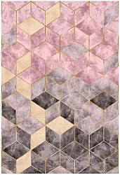 Alfombra Wilton - Brendola (rosa/gris/dorado)