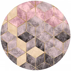Alfombras redondeadas - Brendola (rosa/gris/dorado)