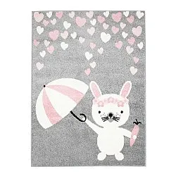 Alfombra para la habitación de los niños ALFOMBRA INFANTIL para niño niña Bubble Rain gris Conejo con sombrilla