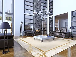 Alfombra Wilton - Cerasia (beige/blanco/dorado)