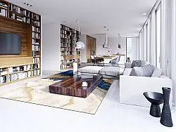 Alfombra Wilton - Padova (azul/blanco/dorado)