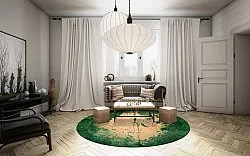Alfombras redondeadas - Positano (beige/verde)