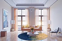 Alfombras redondeadas - Sindia (beige/azul)