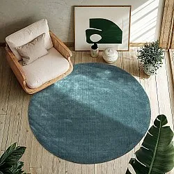 Alfombras redondeadas - Recycled PET with viscose look (azul acero)
