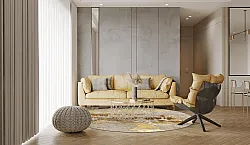 Alfombras redondeadas - Elena (beige/dorado)