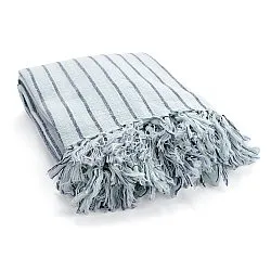 Mantas - Rumi stripe cotton throw (azul claro/azul marino/crema)