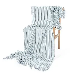 Mantas - Rumi stripe cotton throw (azul claro/azul marino/crema)