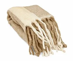 Mantas - Manta de mezcla de lana - Beatriz Stripe (beige/blanco)