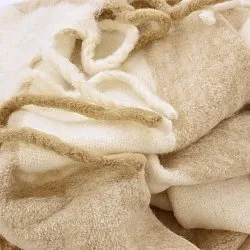 Mantas - Manta de mezcla de lana - Beatriz Stripe (beige/blanco)