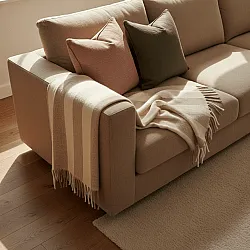 Mantas - Manta de mezcla de lana - Beatriz Stripe (beige/blanco)