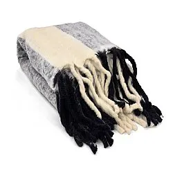 Mantas - Manta de mezcla de lana - Beatriz Stripe (negro/blanco)