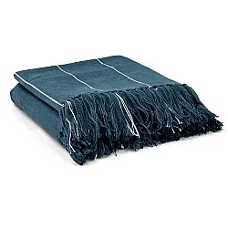 Mantas - Manta de algodón - Martina Stripe (azul/blanco)