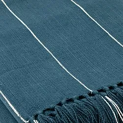 Mantas - Manta de algodón - Martina Stripe (azul/blanco)