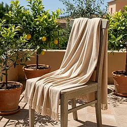 Mantas - Manta de algodón - Martina Stripe (beige/blanco)
