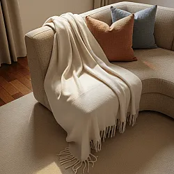 Mantas - Colcha en mezcla de lana - Samantha (offwhite)