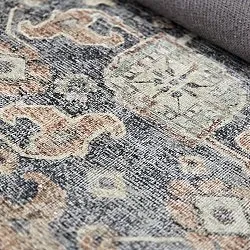 Alfombra de tejido plano - Noura (azul oscuro)