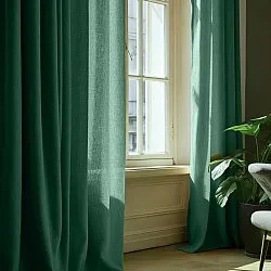 Cortinas - Cortina imitación lino Andrada (verde oscuro)