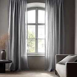 Cortinas - Cortinas de lino Cosmina (gris oscuro)
