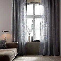 Cortinas - Cortinas de lino Cosmina (gris oscuro)