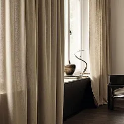 Cortinas - Cortinas de lino Melania (marrón)