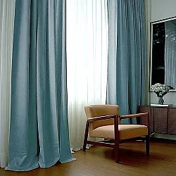 Cortinas - Cortinas de lino Melania (turquesa oscuro)