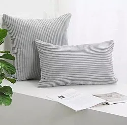 Funda de almohada - Striped Velvet 50 x 50 cm (gris)