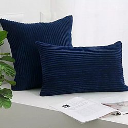 Funda de almohada - Striped Velvet 50 x 50 cm (azul)