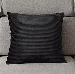 Funda de almohada - Striped Velvet 50 x 50 cm (negro)