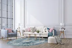 Alfombras redondeadas - Santi (azul/beige)