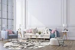Alfombras redondeadas - Lawrance (gris/blanco)