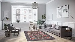 Alfombra Wilton - Florina (gris/azul/naranja)