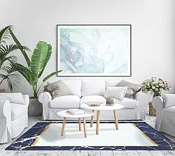 Alfombra Wilton - Cerasia (azul/blanco/dorado)